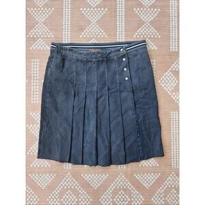NWT Prada Designer Denim Pleat Skirt Black Jean 44 IT